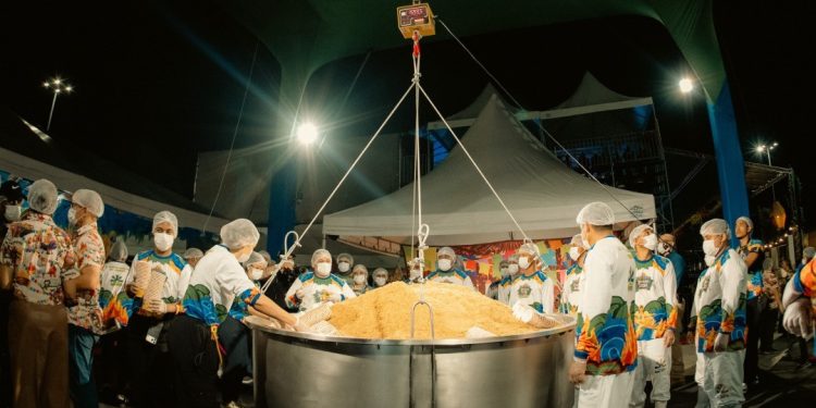 BV JUNINA 2026 Maior Paçoca do Mundo bate mais um recorde, atingindo a marca de 1.593,5 Kg